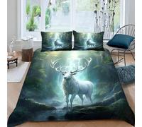 MOXINO Elk Super King Duvet Cover 220x260 cm Microfibre Ultra Soft 3D Forest Animals Bedding Set with Zipper Closure Comforter Quilt Cover with 2 Pillowcase 50x75（Pattern 2-11）