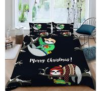 MOXINO Funny Sloth Double Duvet Cover 200x200 cm Microfibre Ultra Soft 3D Sloths Bedding Set with Zipper Closure Comforter Quilt Cover with 2 Pillowcase 50x75(Pattern 178-18)
