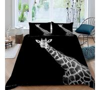 MOXINO Giraffe Double Duvet Cover 200x200 cm Microfibre Ultra Soft 3D Giraffe Bedding Set with Zipper Closure Comforter Quilt Cover with 2 Pillowcase 50x75（Pattern 15-16）