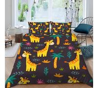 MOXINO Giraffe King Duvet Cover 220x230 cm Microfibre Ultra Soft 3D Cartoon Giraffe Bedding Set with Zipper Closure Comforter Quilt Cover with 2 Pillowcase 50x75（Pattern 13-17）