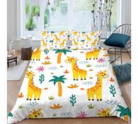 MOXINO Giraffe King Duvet Cover 220x230 cm Microfibre Ultra Soft 3D Cartoon Giraffe Bedding Set with Zipper Closure Comforter Quilt Cover with 2 Pillowcase 50x75（Pattern 13-18）