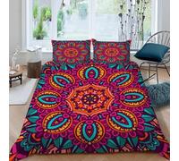 MOXINO Mandala Double Duvet Cover 200x200 cm Microfibre Ultra Soft 3D Boho Bedding Set with Zipper Closure Comforter Quilt Cover with 2 Pillowcase 50x75（Pattern 9-5）
