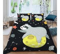 MOXINO Sloth King Duvet Cover 220x230 cm Microfibre Ultra Soft 3D Starry Sky Bedding Set with Zipper Closure Comforter Quilt Cover with 2 Pillowcase 50x75（Pattern 44-9）