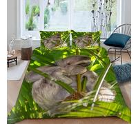 MOXINO Sloths King Duvet Cover 220x230 cm Microfibre Ultra Soft 3D Sloths Bedding Set with Zipper Closure Comforter Quilt Cover with 2 Pillowcase 50x75(Pattern 164-9)