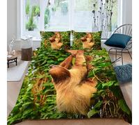 MOXINO Sloths Single Duvet Cover 135x200 cm Microfibre Ultra Soft 3D Sloths Bedding Set with Zipper Closure Comforter Quilt Cover with 1 Pillowcase 50x75(Pattern 163-3)
