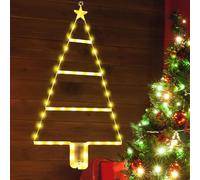 Moxled Battery Christmas Lights - 2ft LED Ladder Christmas with Timer, 8 Modes, Waterproof Ladder Tree Lights for Outdoor Indoor Window Door Wall Xmas Decorations (Warm White)