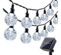 Moxled Solar Garden Lights Outdoor, 36ft 60 LED Solar String Lights Waterproof, Solar Powered Crystal Ball Indoor/Outdoor Fairy Lights Decorative for Garden, Patio, Yard, Festival, Parties (White)