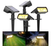 Moxled Solar Lights Outdoor Garden, 3000K Warm White Solar Spot Lights 4 Pack, IP65 Waterproof, 2 Brightness Modes Stake Lights Solar Powered for Yard, Walkway, Driveway, Pathway