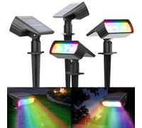 Moxled Solar Lights Outdoor Garden, RGB+White Solar Spot Lights 4 Pack, IP65 Waterproof, 10 Modes Colour Changing Stake Lights Solar Powered for Yard, Walkway, Driveway, Pathway