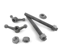 Moxon Vise Hardware Kit with 2 each 8 Inch x 3/4-10 Threaded Rods, 2 each 4-1/2 Inch Cast Knobs and 4 each 3/4 inch Nuts and Washers