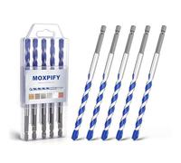 MOXPIFY 5pcs Impact 8mm Masonry Drill Bit Hex 150mm Extra Long | Tungsten Carbide Tip Concrete Drill Bits for Brick Wall Tile Porcelain (8mm x 150mm x 5, Hex Shank)