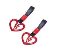 MOXRUQ 2 PCS Broken Heart Car Handle Strap, Drift Charm Handle Strap, Auto Heart Shape Rear Bumper Warning Hanging Ring, Fashion Love Decoration for Most Cars Trucks Interior and Exterior (Red)