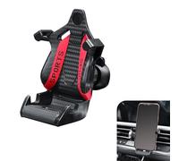 MOXRUQ Car Vent Phone Mount, Carbon Fiber Racer Seat Style Cell Phone Mount for iPhone & Android, 360° Rotatable Secure Adaptive Tightening Car Mount, Universal Fit for Car Air Vents (Red)