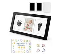 MOXTOYU Baby Hand and Footprint Kit, 2 Clean-Touch Footprint & handprint Kit with 6 Imprint Cards, Non-Toxic to Newborn Baby, Footprint Kit with 4 Cute Clips, Perfect Infant Gift, Black
