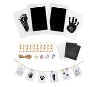 MOXTOYU Baby Handprint & Footprint Kit - 2 Ink Pads with 6 Imprint Cards, Pet Paw Print, Safe Clean-Touch Ink for Baby Feet & Hands, Perfect Newborn Gift with 4 Cute Clips