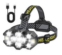 MOXTOYU Rechargeable Headlamp with Enhanced 11 LEDs, 25,000 Lumens Ultra Bright Headlight, 12+12 Modes, Waterproof, Gesture-Sensing Hands-Free Light for Camping, Running, Fishing, and Hiking