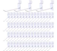 Moxweyeni 100 Pack Slatwall Hooks Slatwall Accessories Slat Wall Hanging Hooks Slat Board Hooks Slat Hangers Pegboard Gridwall Hook Display Hook for Retail Garage Organization, White (4 Inch)