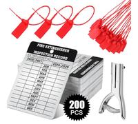 Moxweyeni 200 Set Fire Extinguisher Tag Bulk 2026-2029 Monthly Aluminum Metal Fire Extinguisher Inspection Record Tags with Tamper Seals & Hole Puncher - Tear Proof Weatherproof for Indoor Outdoor