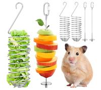 Moxweyeni 4 Pcs Stainless Steel Rat Enrichment Foraging Toys for Fruit Vegetable Holder Bird Food Holder Hanging Rodent Toys Slow Feeder Parrot Bird Skewer Mice Cage Accessories