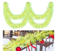 Moxweyeni 50 ft Christmas Tinsel Garland Lime Green Metallic Foil Decorations Shiny Christmas Garland for Christmas Tree Birthday Indoor Outdoor Party Supplies Weddings Home