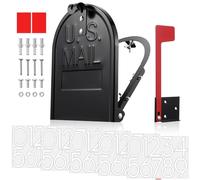 Moxweyeni Mailbox Door Replacement - 6.25" (W) x 8" (H) Black Steel Door for Snap-in Brick Mailbox Postbox Insert Repair Kit, No-Drill, Weatherproof Design
