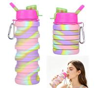 Moxychrony Collapsible Water Bottle 500ml, Collapsible Water Bottles | Silicone Water Bottle for Kids and Active Travelers, Foldable Bottle for School Hydration and Outdoor Adventures, Camoufl