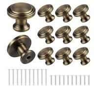MOXYOY 10 Pcs Round Cabinet Knobs,25 mm Vintage Cabinet Knobs,Brushed Nickel Door Knobs,Vintage Bronze Style Round Knobs,Single Hole Cupboard Door Handles,for Home Decorating, Cupboard, Wardrobe