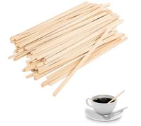 MOXYOY 100 Pcs Wooden Coffee Stirrers, Wooden Sticks, Cocktail Stirrers Disposable Stirrers for Hot Drinks, Coffee, Tea, Cocktails Swizzle Sticks for Bars, Cafes & Home Use(5.5inch)