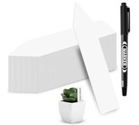 MOXYOY 110 Pcs White Plastic Plant Labels & Markers,10 CM Reusable Plants Name Tags,Plant Label and Pen for Outdoor Plants,Garden Labels,for Herb, Seed, Flower, Potted Plants (Pentagonal)