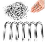 MOXYOY 120 Pcs U Nails for Fencing, U Shaped Nails for Fencing Netting, Galvanised Netting Staple Ideal for Chicken Wire, Wire Mesh Fencing, Garden Mesh Fasteners Nails