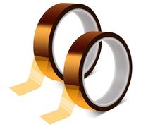 MOXYOY 2 Rolls High Temperature Tape, 20mm x 30m Polyimide Heat Resistant Tape, Thermal Transfer Heatproof Strong Adhesion Tape for Electronics 3D Printers Sublimation Soldering Masking