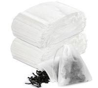 MOXYOY 200 Pcs Tea Filter Bags with Drawstring, Tea Bag Empty, Teafilter, Empty Tea Bags for Loose Tea, Coffee, Spices(7X9CM)