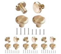 MOXYOY 4 Pcs Round Cabinet Knobs,25mm Round Dresser Drawer Knobs,Gold Brass Drawer Knob,Single Hole Cupboard Door Handles,Door Knob and Handles,for Home Decorating, Cupboard, Wardrobe (Pack of 4)