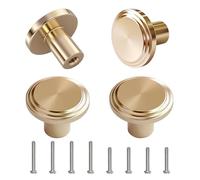 MOXYOY 4 Pcs Round Cabinet Knobs,25mm Round Dresser Drawer Knobs,Gold Brass Drawer Knob,Single Hole Cupboard Door Handles,Door Knob and Handles,for Home Decorating, Cupboard, Wardrobe