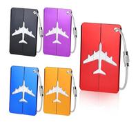 MOXYOY 5-Piece Metal Luggage Tags Set,Durable Aluminium Travel Suitcase ID Tags with Stainless Steel Cable Ties & Waterproof PVC Cards
