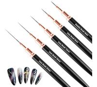 MOXYOY 5Pcs Nail Art Liner Brushes Set, Fine Detail Brushes for Thin Lines, Gel Polish Painting & Nail Design, Fingernails Drawing Tool for Long Lines & Precision Art,Sizes 4/8/12/20/25mm