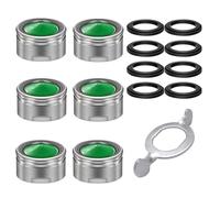 MOXYOY 6 PCS Tap Aerator M24, Chrome-Plated Brass Sink Tap Filter, Water-Saving Anti-Splash Faucet Filter with 8 Seals and 1 Chrome Key