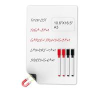 MOXYOY A3 Magnetic Whiteboard for Fridge,27x42cm Dry Erase Whiteboard Sheet with 4 Marker Pen,Magnet Board for Family Weekly Meal Planner, Notes or Reminders,Office Notice Board