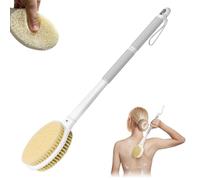 MOXYOY Back Scrubber,Body Shower Brush with 44cm Long Handle, Double-Sided Exfoliating Back Brush with Stiff and Soft Bristles for Women, Men, Elderly (Grey)