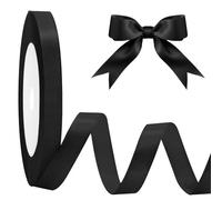 MOXYOY Black Stain Ribbons,10mm/22.8m Ribbon for Gift Wrapping, Ribbon Decoration for Present,Car Wedding, Party Balloon,Valentine's Day,Christmas,Cake,Bouquet,Crafting (Black)