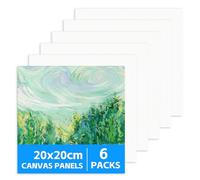 MOXYOY Canvas for Painting, 6 Pcs Square Canvas Frame Panels 20x20cm (8x8), Cotton Blank Canvas Panels for for Art, Acrylic, Oil, Watercolor Paint, Perfect for Artists, Beginners and Hobbyists