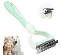 MOXYOY Dematting Comb for Dog and Cat, 2 In 1 Double Sided Pet Grooming Brush, Undercoat Rake Deshedding Tool for Small, Medium & Large Dogs Cat Tangles Removing