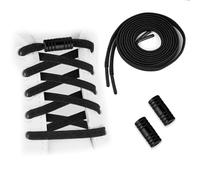 MOXYOY Elastic Shoe Laces, 130cm Flat Black No Tie Shoe Laces with Metal Buckes for Adults Trainers, Sneakers, Running Shoes