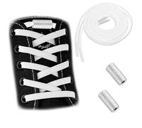 MOXYOY Elastic Shoe Laces, 130cm Flat White No Tie Shoe Laces with Metal Buckes for Adults Trainers, Sneakers, Running Shoes