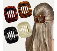 MOXYOY Flat Hair Claw Clips for Women Girls, 4Pcs Round Lay Down Hair Clip for Thick Thin, Curved Design Strong Hold, Easy to Wear, Curved Hairclips