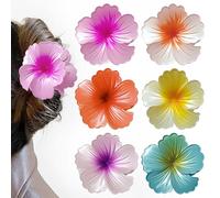 MOXYOY Flower Hair Claw Clips for Women Girls, 6Pcs Hawaiian Hair Clip for Thick Thin, Curved Design Strong Hold, Easy to Wear, Curved Hairclips