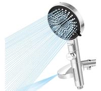 MOXYOY Hard Water Filter Shower Head, High Pressure Bathroom Shower Head with Filter and 6 Modes, Handheld Massage Shower Filter, Universal Interface, Silicone Nozzles Shower, One-Touch Water Stop