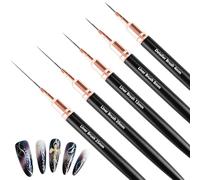 MOXYOY Nail Art Liner Brushes, 5Pcs Liner Brushes Set, Fingernails Drawing Tool for Thin Details, Long Lines, Gel Polish Painting & Nail Design, Sizes 4/8/12/20/25mm
