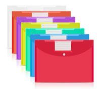 MOXYOY Plastic Wallets A4, 7PCS Plastic Folders Waterproof Document Wallets, Document Folders with Button for Home, Office, School and Travel