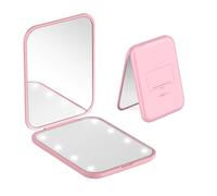 MOXYOY Pocket Mirror, 1X/3X Magnification LED Compact Mirror with Iternal BIattery, Portable, Handheld, Foldable Travel Makeup Mirror for Purse, Travel and Daily Use, Ideal for Gift Giving, Pink